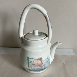 Vintage Ceramic teapot handbuilt Canadian artist one of a kind art deco